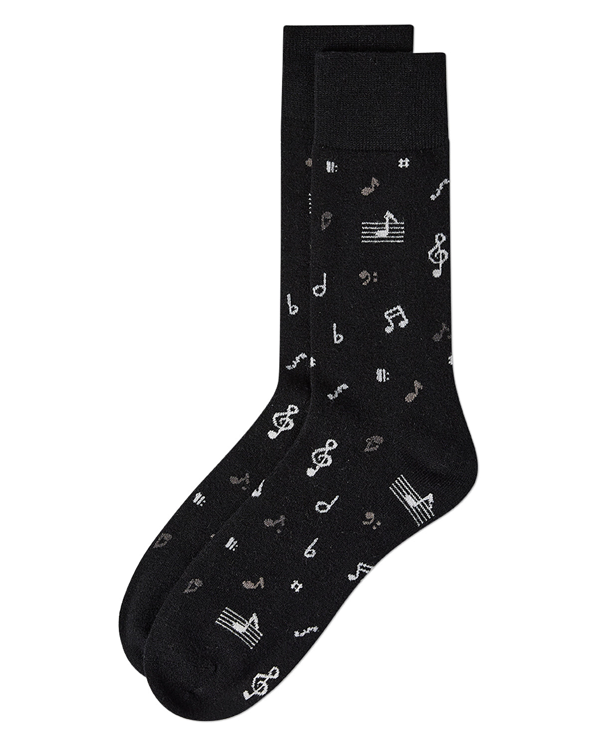 Men's "Musical Notes" Cashmere Blend Novelty Crew Sock