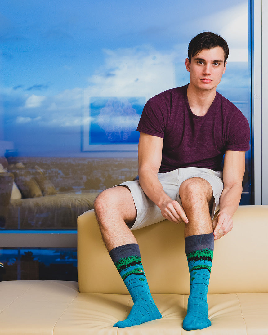 Men's Later Alligator Bamboo Blend Novelty Crew Sock