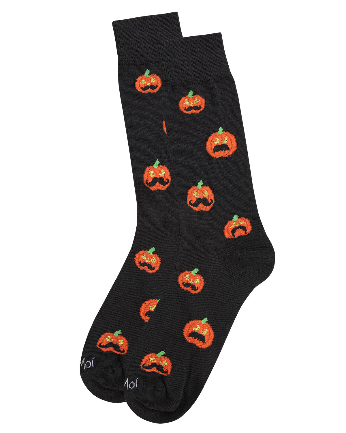 Men's Funny Mustache Jack O' Lantern Novelty Crew Sock