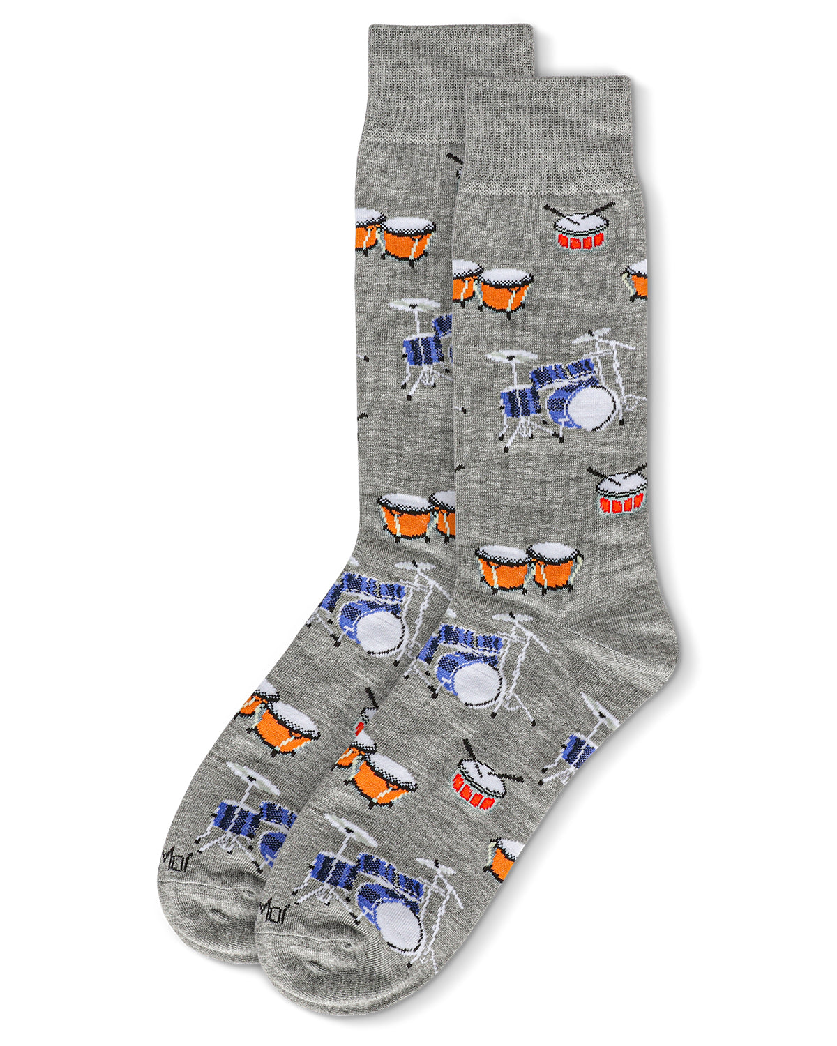 Men's Embroidered Drums Bamboo Crew Socks