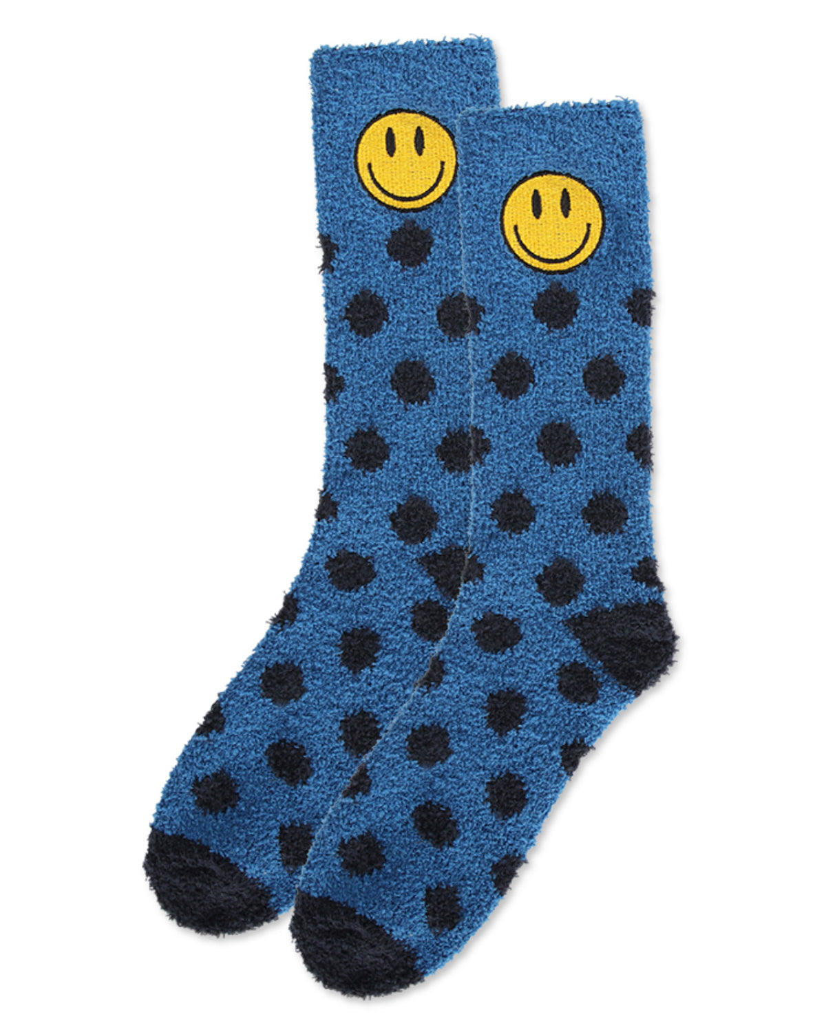Men's Polka Dot Smiley Face Embroidery Cozy Crew Socks
