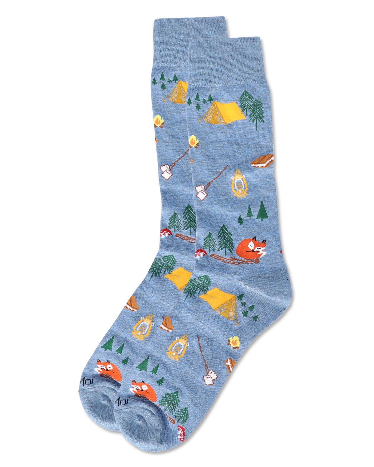 Men's Embroidered Camping Trip Bamboo Crew Socks