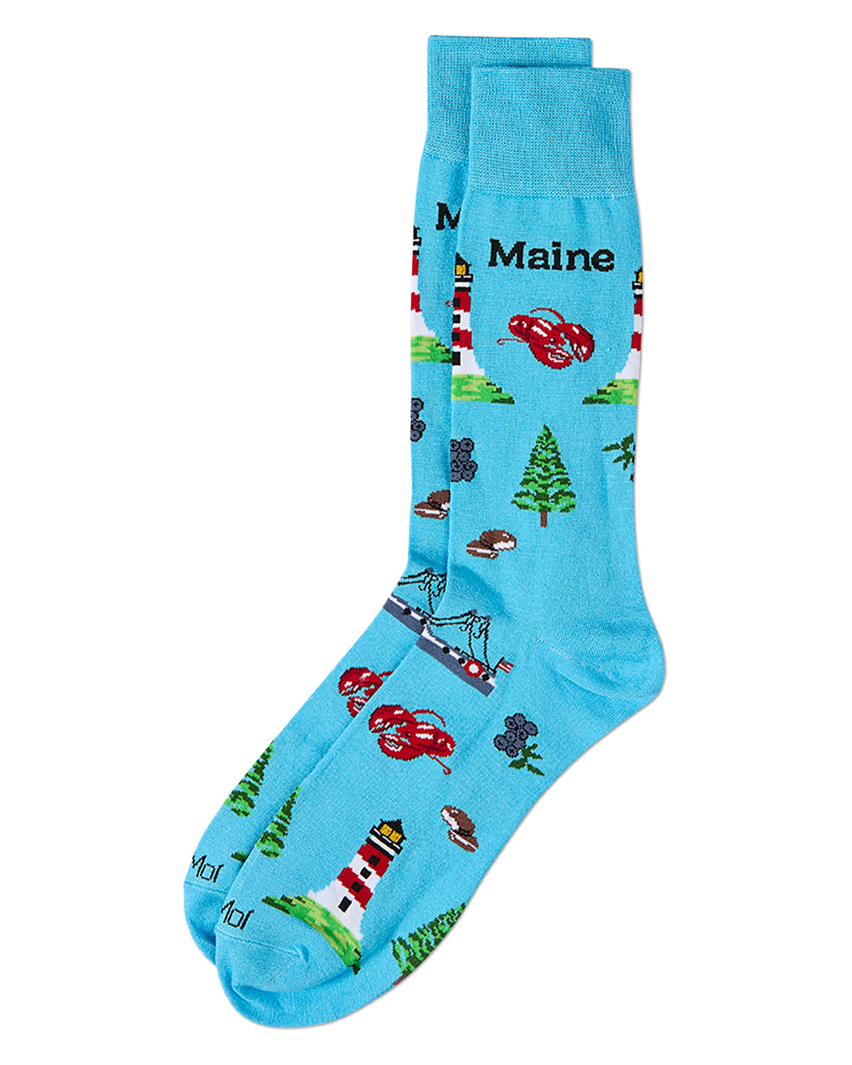 Men's Maine Themed Rayon Blend Novelty Crew Sock