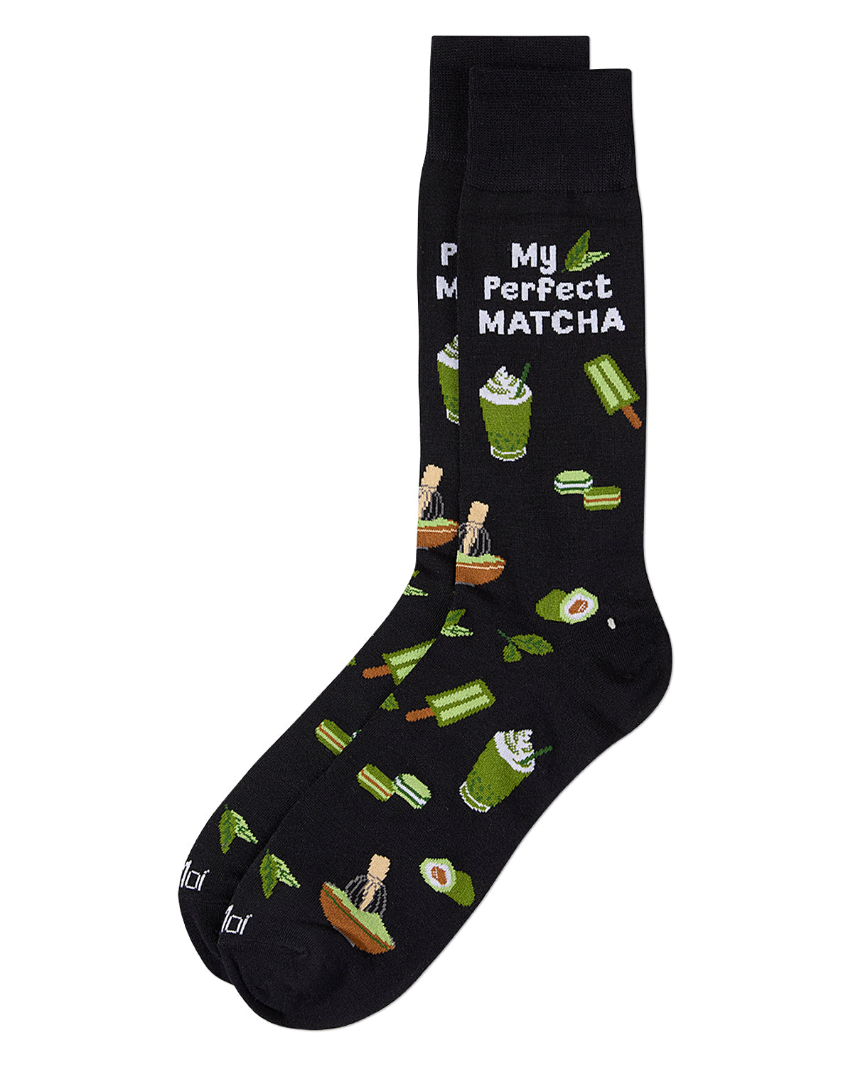 Men's "My Perfect Matcha" Rayon Blend Novelty Crew Sock