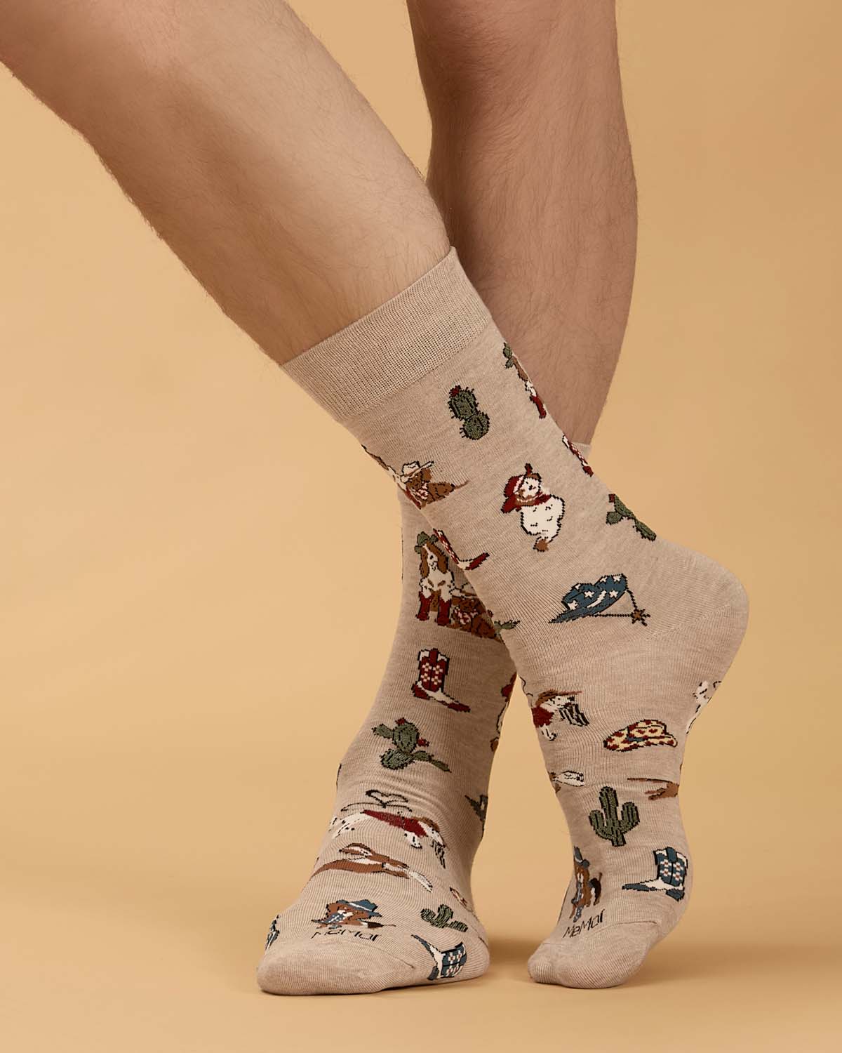 Men's "Rodeo Dogs" Rayon-Blend Novelty Crew Sock