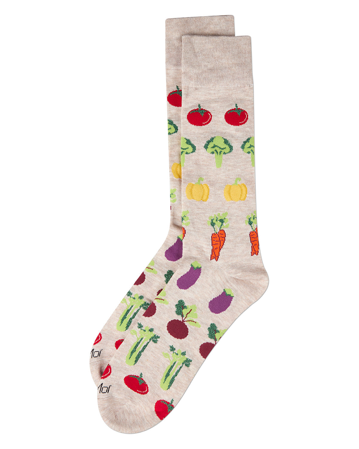 Men's Veggies-Themed Rayon Blend Fine-Gauge Novelty Crew Sock