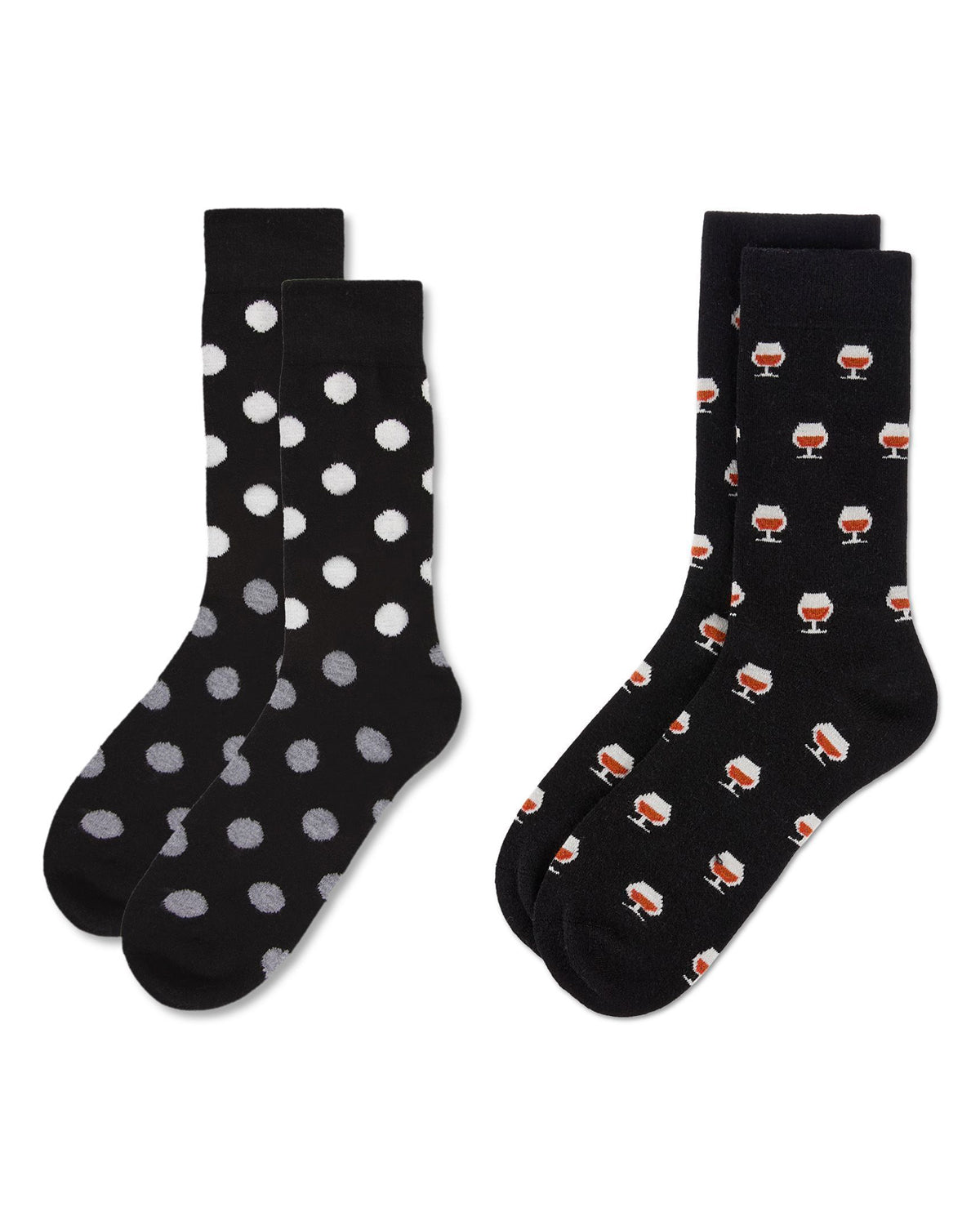 2-Pair Men's Cashmere Blend Assorted Novelty Crew Socks