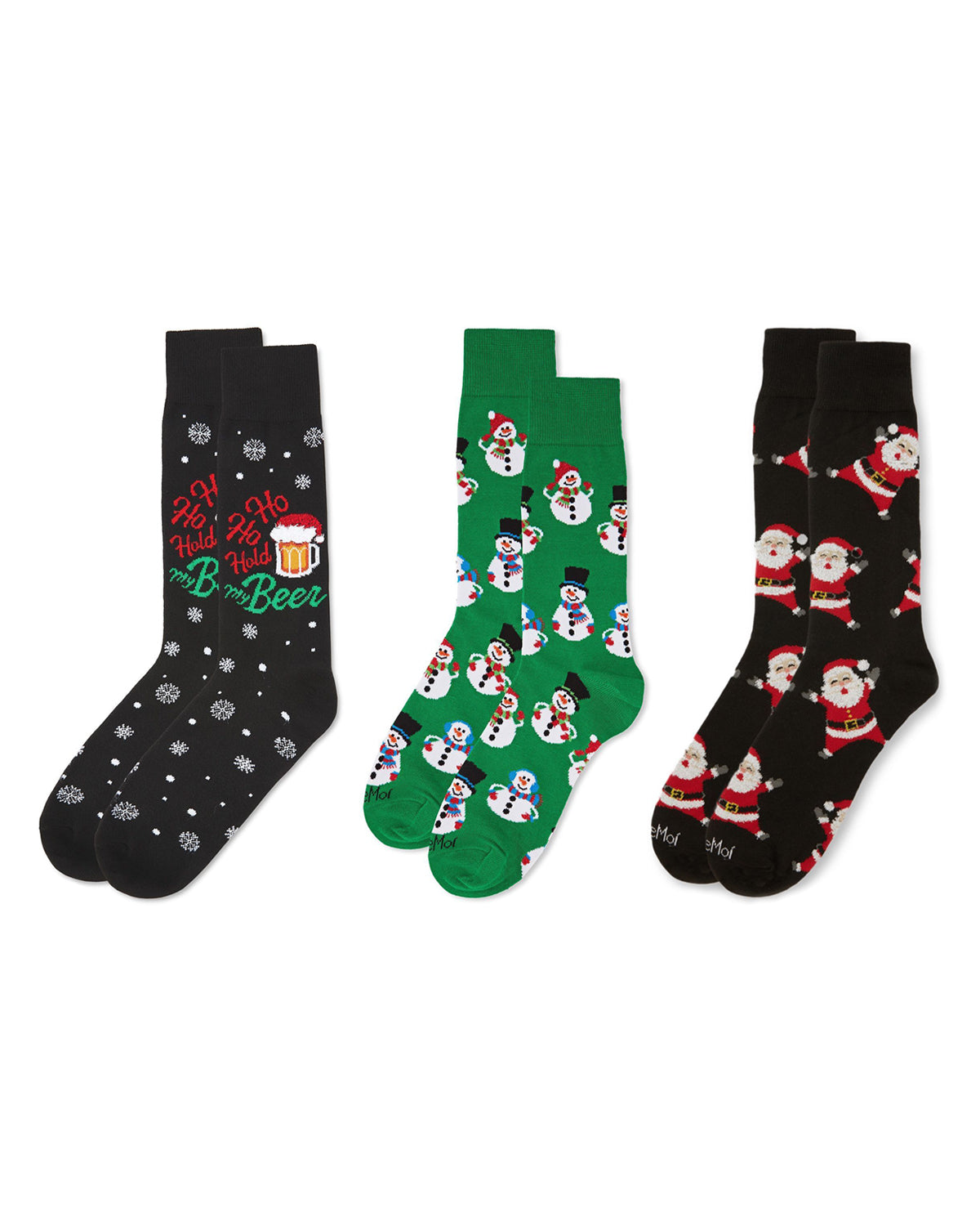 3 Pair Men's Christmas Novelty Crew Socks