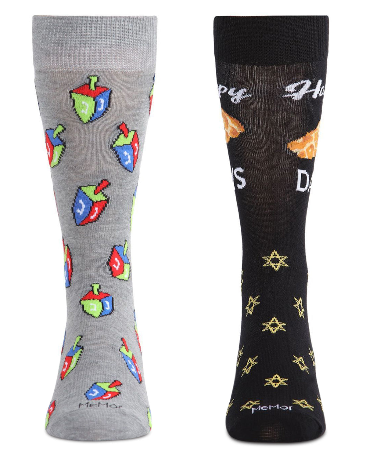 2 Pair Men's Rayon Blend Hanukkah Holiday Novelty Crew Socks