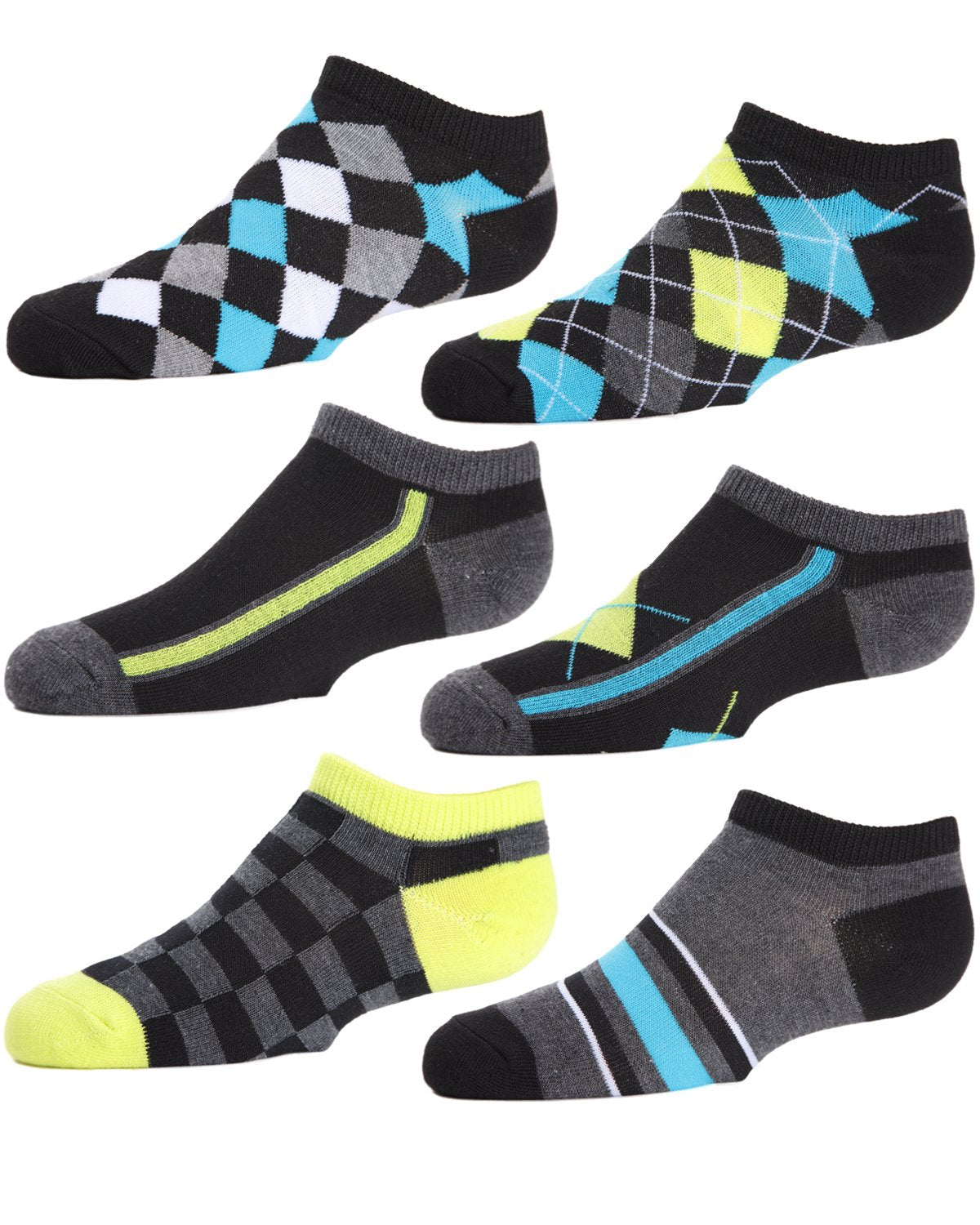 Boys' 6 Pair Pack Argyle Flow low-cut Socks