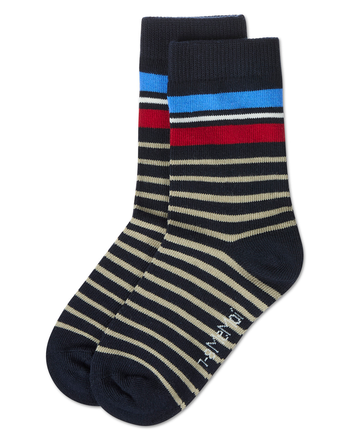 Boys Striped Cotton-Rich Fine-Gauge Crew Sock