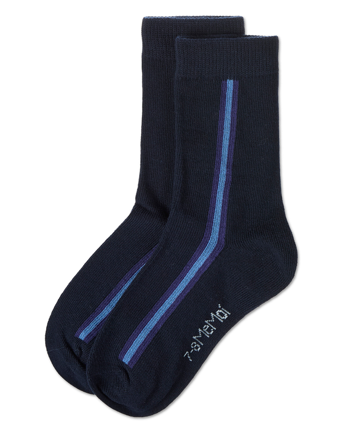 Boys Side-Stripe Cotton-Rich Fine-Gauge Crew Sock