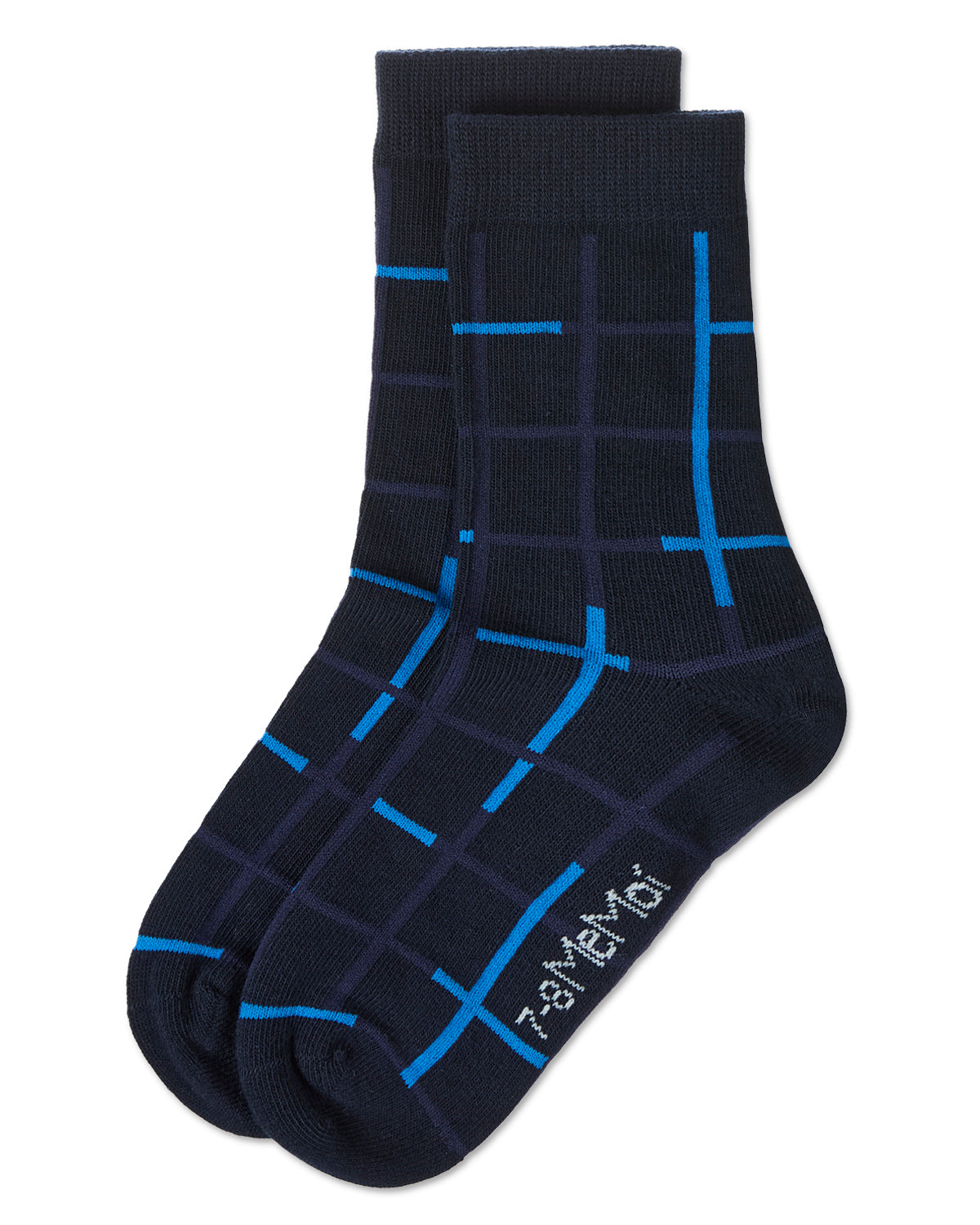 Boys Windowpane Plaid Cotton-Rich Fine-Gauge Crew Sock