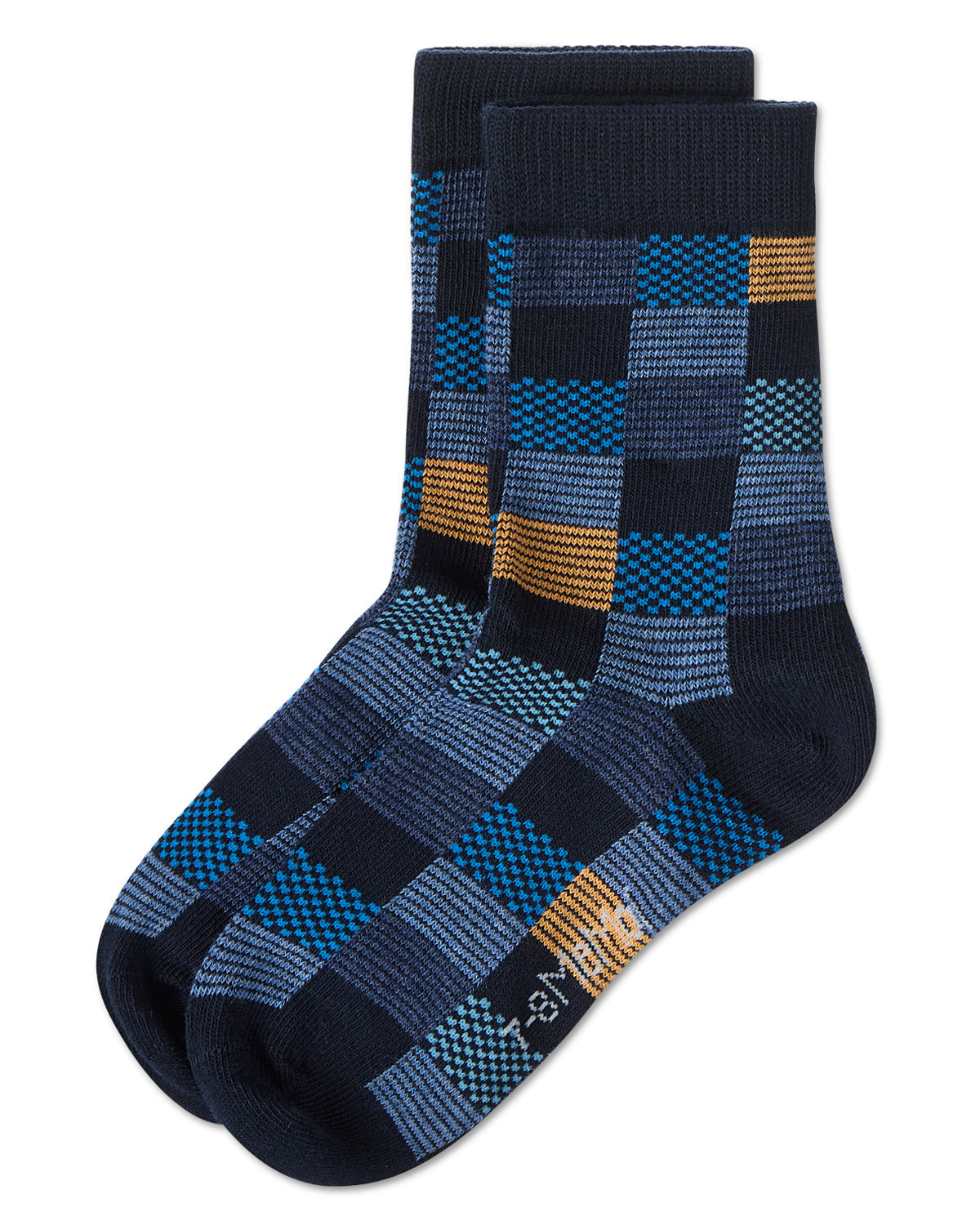 Checkerboard Boys Cotton Blend Crew Sock