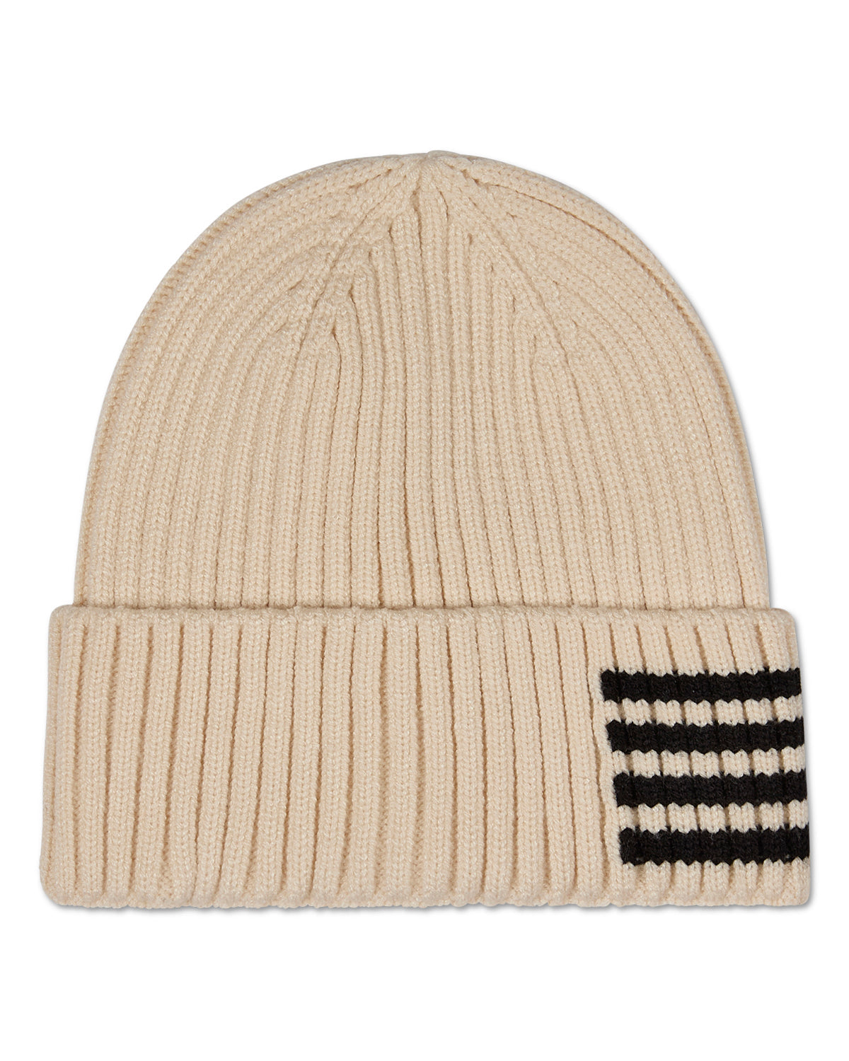 Kids Cozy Side-Stripe Ribbed Rayon-Blend Knit Beanie