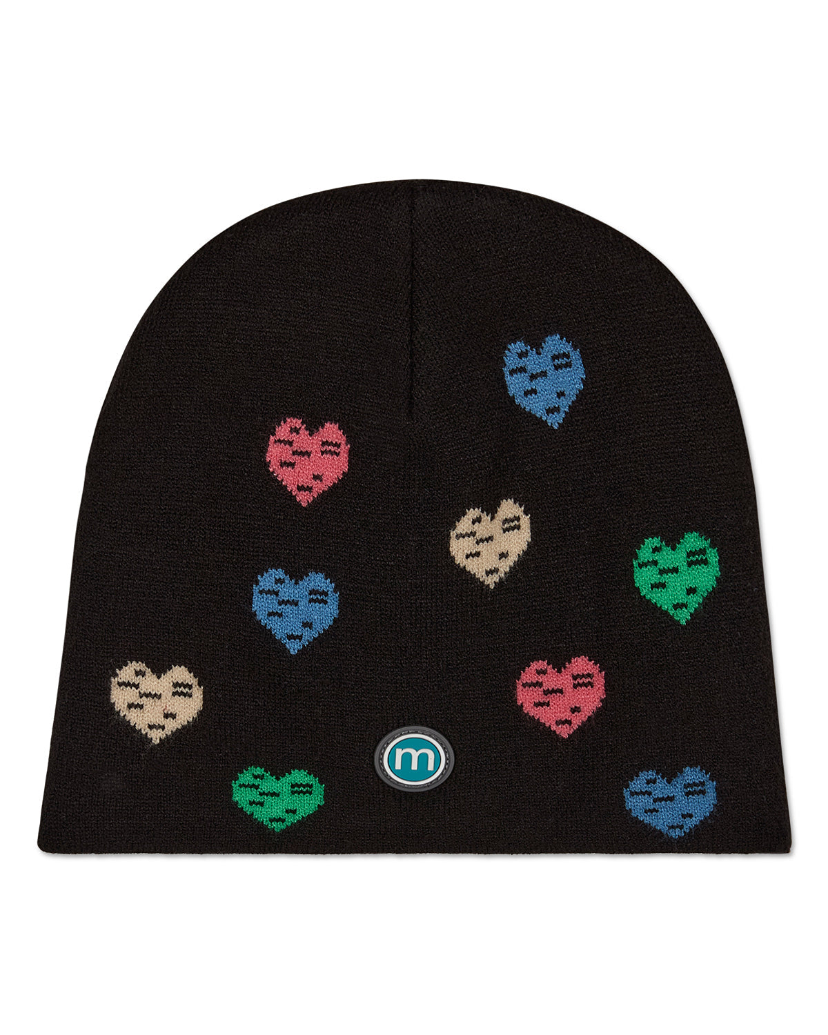 Girls Cozy "Colorful Hearts" Rayon-Blend Knit Beanie