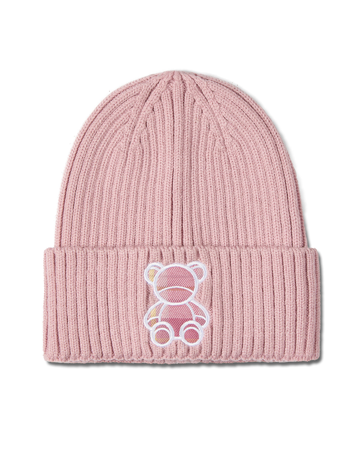 Kids "Plaid Bear" Ribbed Rayon-Blend Embroidered Beanie