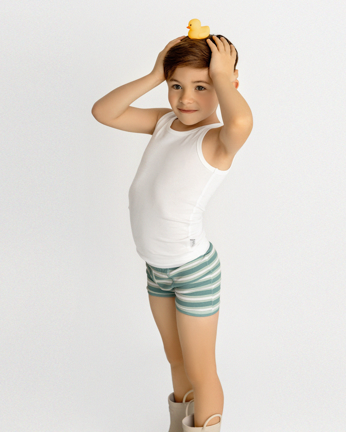 Boys Shorter White Cotton Blend Tank Top 3 Pack