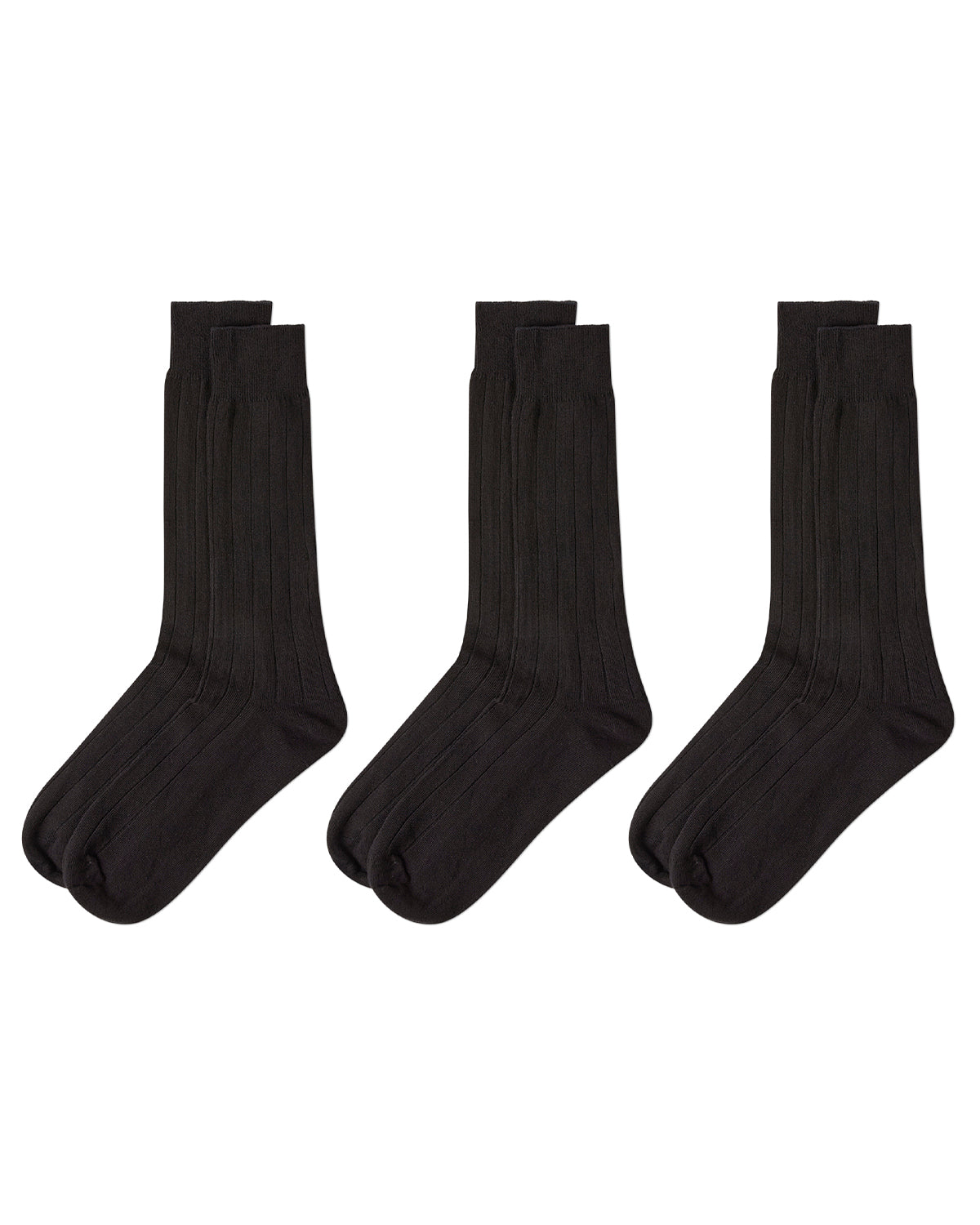 Men's Classic Wide Ribbed Crew Socks 3-Pack
