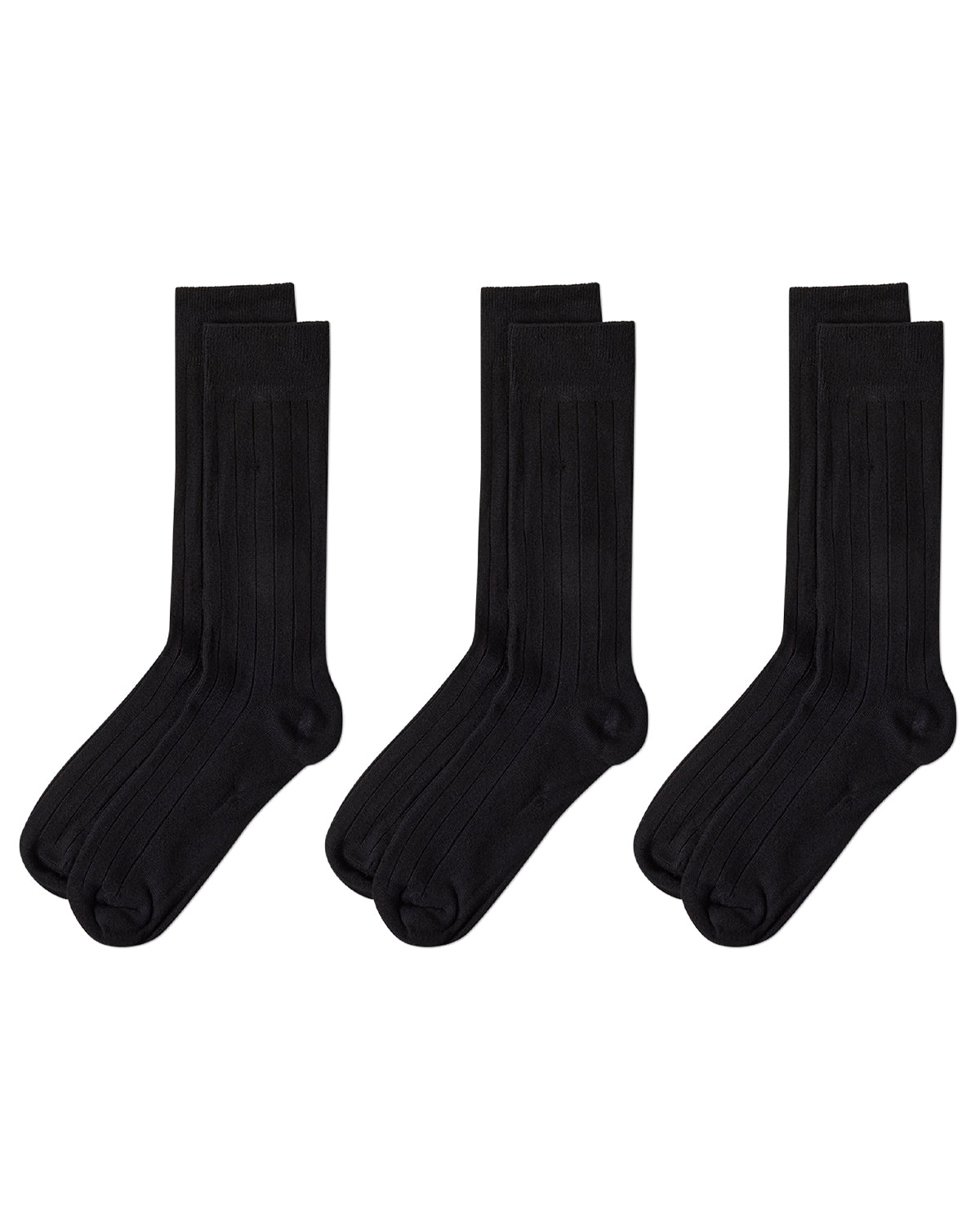 Men's 3 Pair Pack Bamboo Blend Ribbed Crew Socks