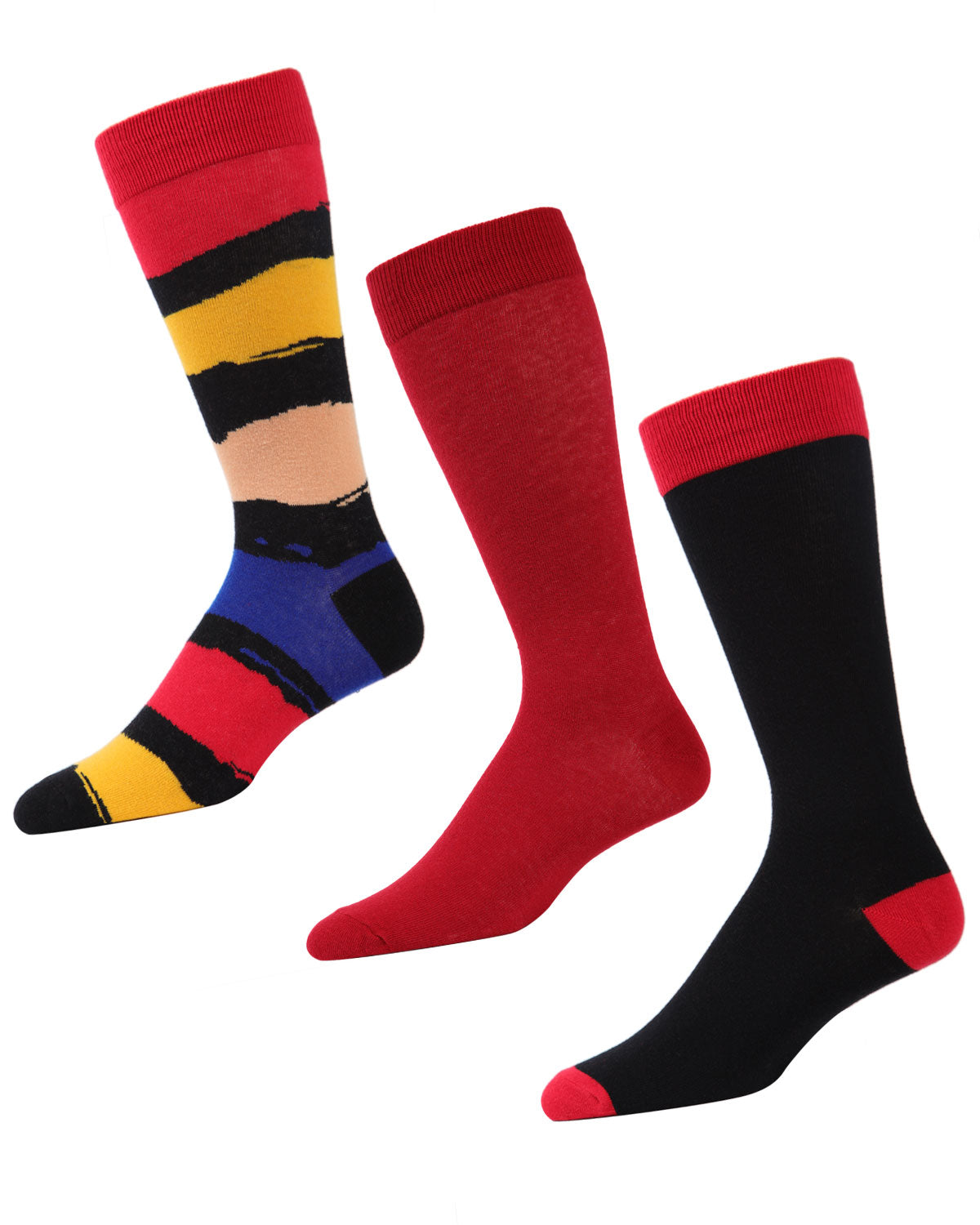 Paint Block Cotton Blend Crew Sock 3 Pack