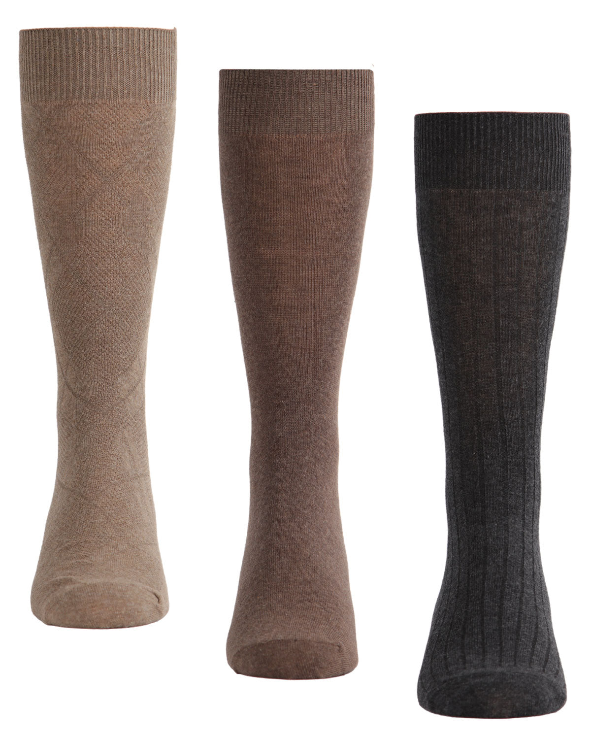 Men's 3 Pair Pack Luxury Microfiber Diamond Crew Socks