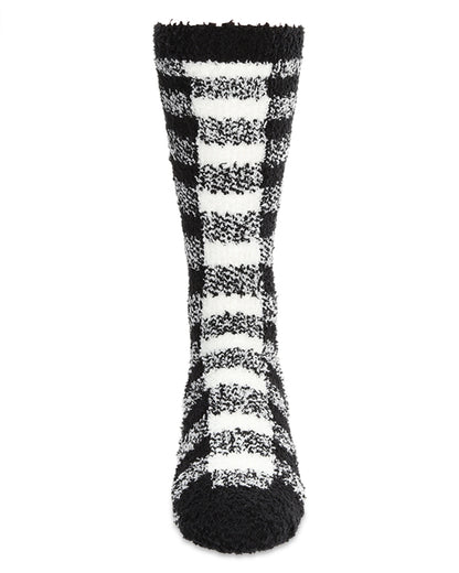 Men's Buffalo Plaid Fuzzy-Soft Cabin, Sleep, and Lounge Cozy Crew Sock