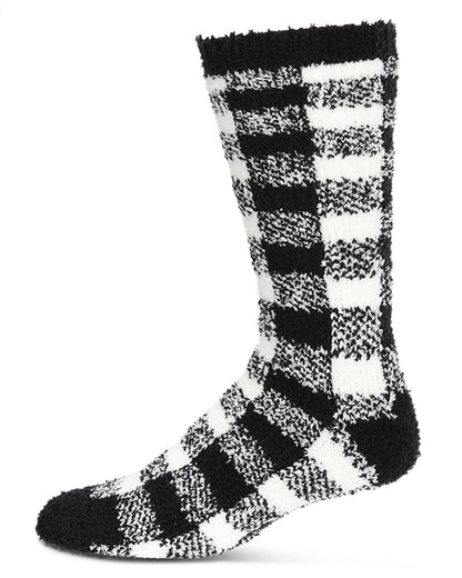 Men's Buffalo Plaid Fuzzy-Soft Cabin, Sleep, and Lounge Cozy Crew Sock