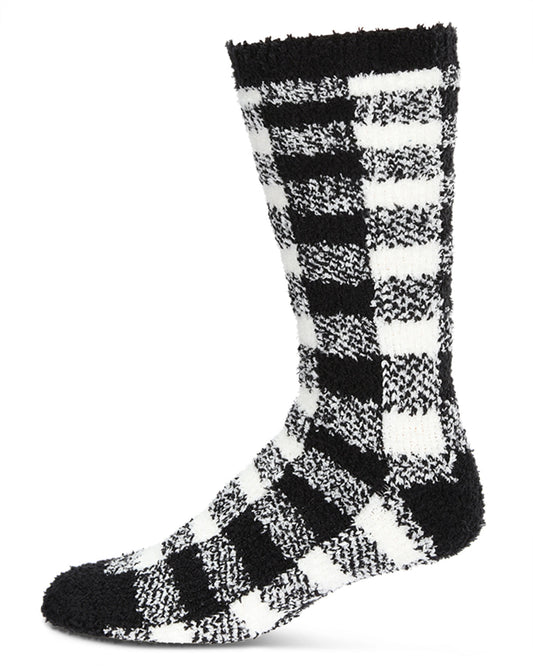 Men's Buffalo Plaid Fuzzy-Soft Cabin, Sleep, and Lounge Cozy Crew Sock