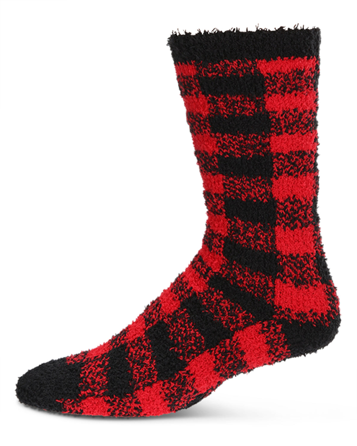 Men's Buffalo Plaid Fuzzy-Soft Cabin, Sleep, and Lounge Cozy Crew Sock