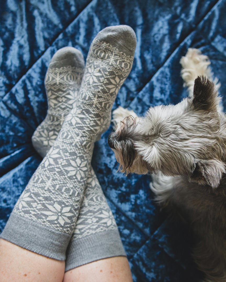 Men's Snowflake Luxuriously Soft Cashmere Blend Crew Socks
