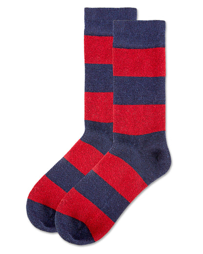 Men's Rugby Striped Luxuriously Soft Cashmere Blend Crew Socks