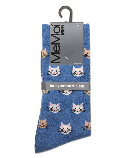 Men's Cat Face Cashmere Crew Socks