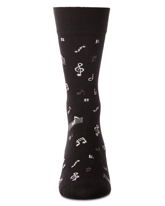 Men's "Musical Notes" Cashmere Blend Novelty Crew Sock