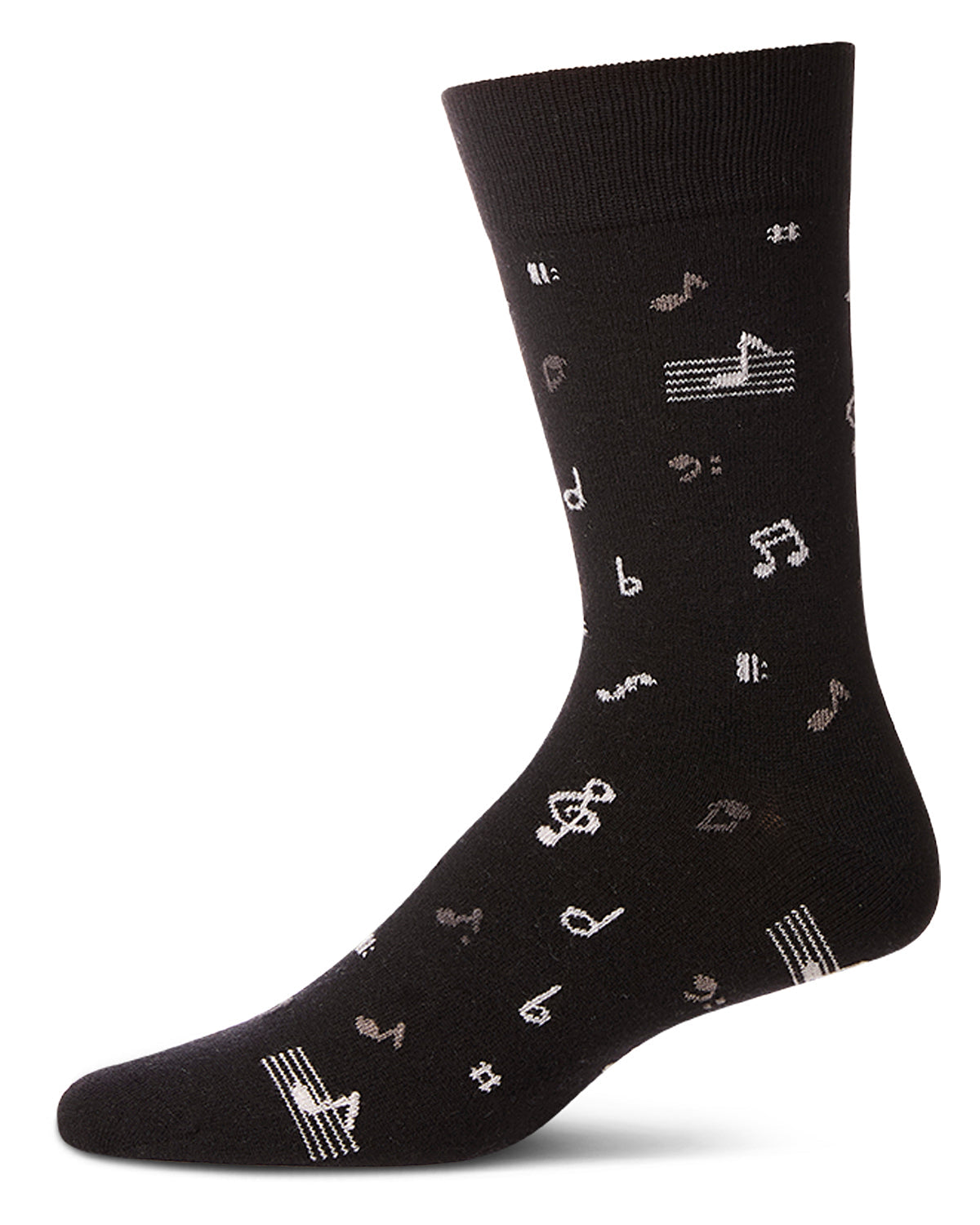 Men's "Musical Notes" Cashmere Blend Novelty Crew Sock
