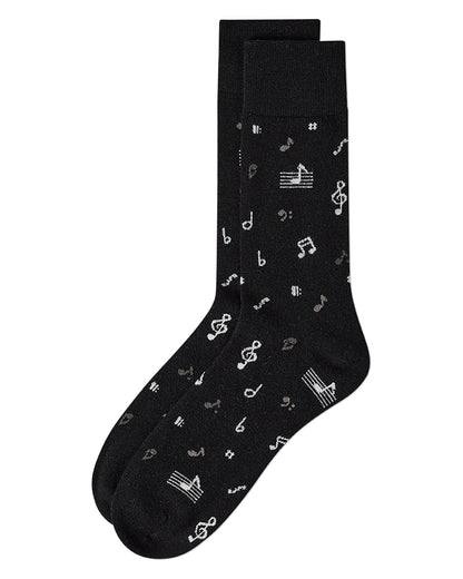 Men's "Musical Notes" Cashmere Blend Novelty Crew Sock