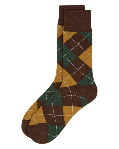 Men's Argyle Cashmere-Blend Fine-Gauge Knit Crew Sock