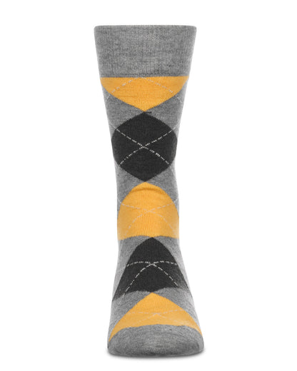 Men's Argyle Cashmere-Blend Fine-Gauge Knit Crew Sock