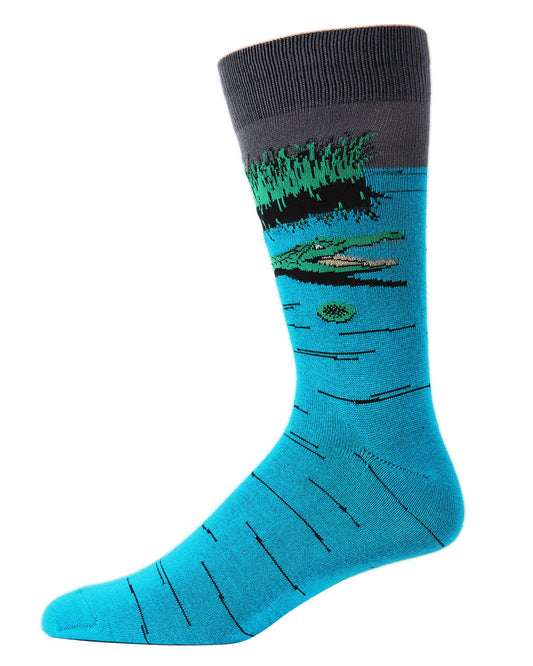 Men's Later Alligator Bamboo Blend Novelty Crew Sock