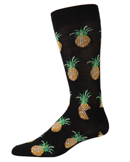 Men's Tasty Pineapples Bamboo Blend Novelty Crew Sock
