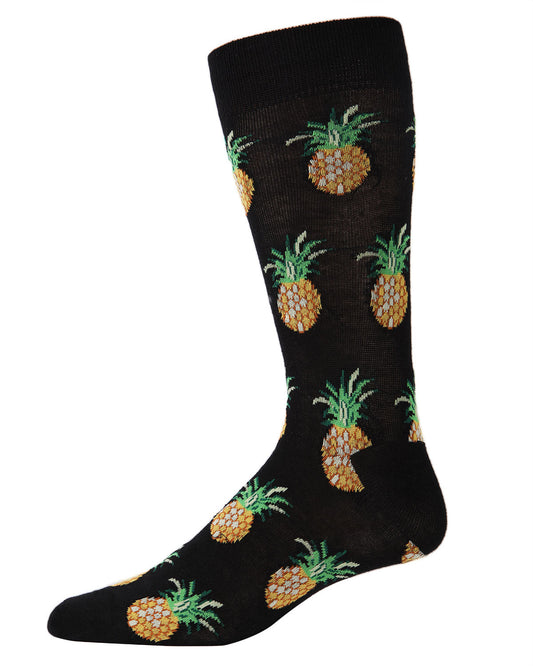 Men's Tasty Pineapples Bamboo Blend Novelty Crew Sock