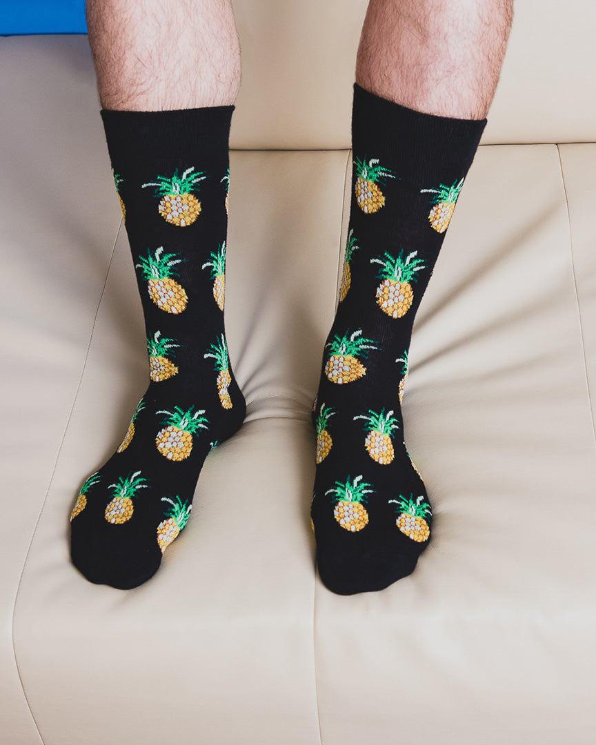 Men's Tasty Pineapples Bamboo Blend Novelty Crew Sock