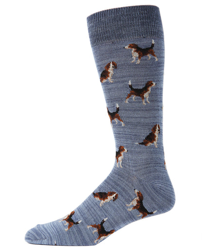 Men's 2 Pair Pack Beagle Dog Bamboo Blend Crew Socks