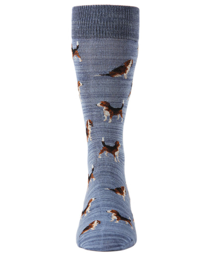 Men's 2 Pair Pack Beagle Dog Bamboo Blend Crew Socks