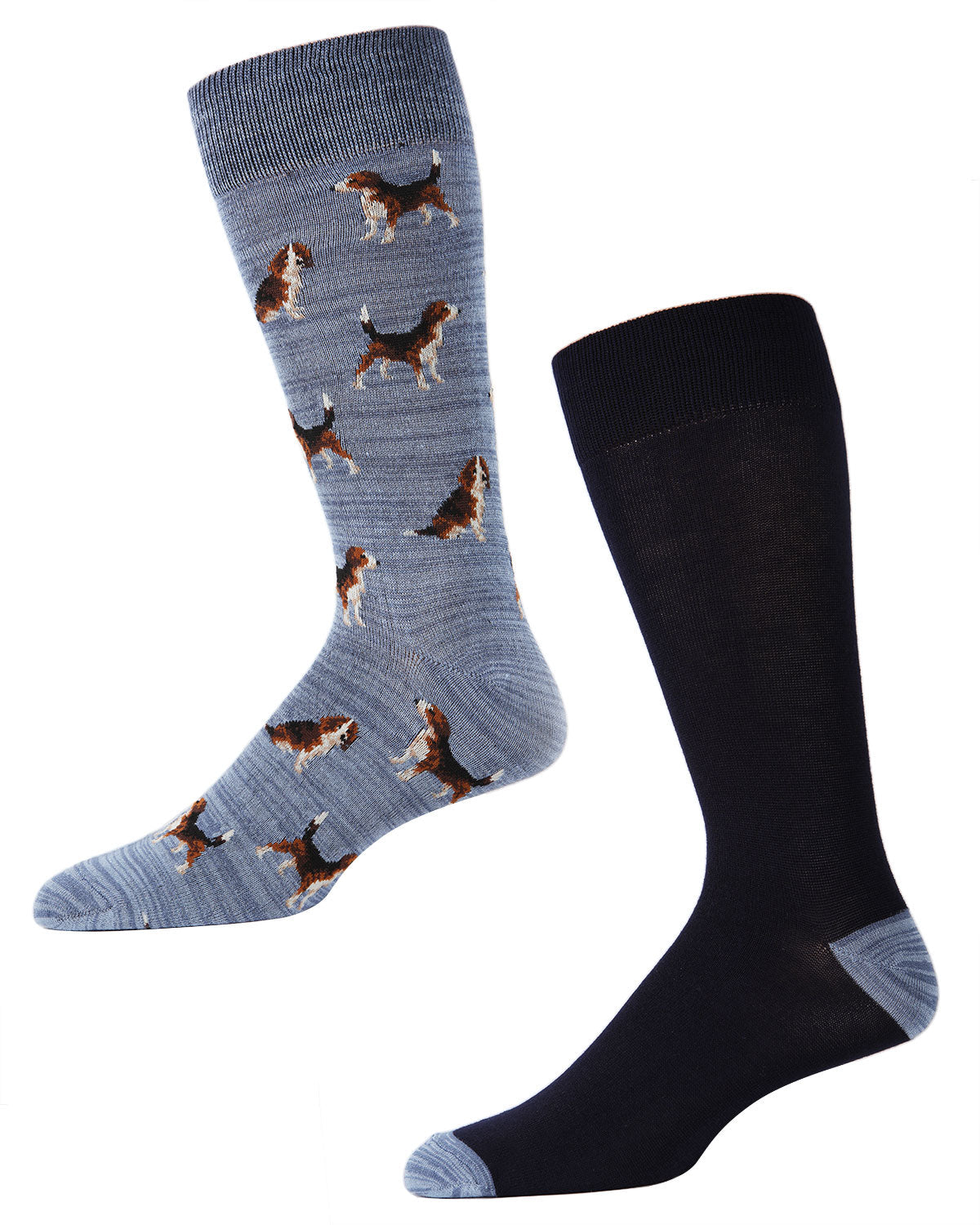 Men's 2 Pair Pack Beagle Dog Bamboo Blend Crew Socks