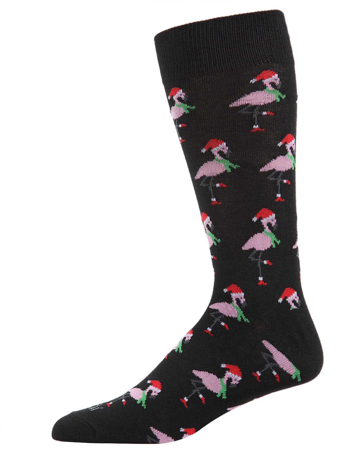Men's Christmas Festive Flamingo Bamboo Blend Crew Socks