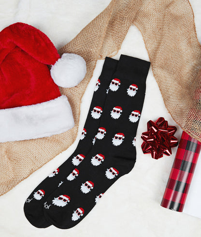 Men's Festive Funny Santa Shades Novelty Crew Socks