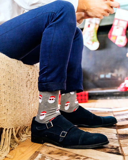 Men's Festive Funny Santa Shades Novelty Crew Socks