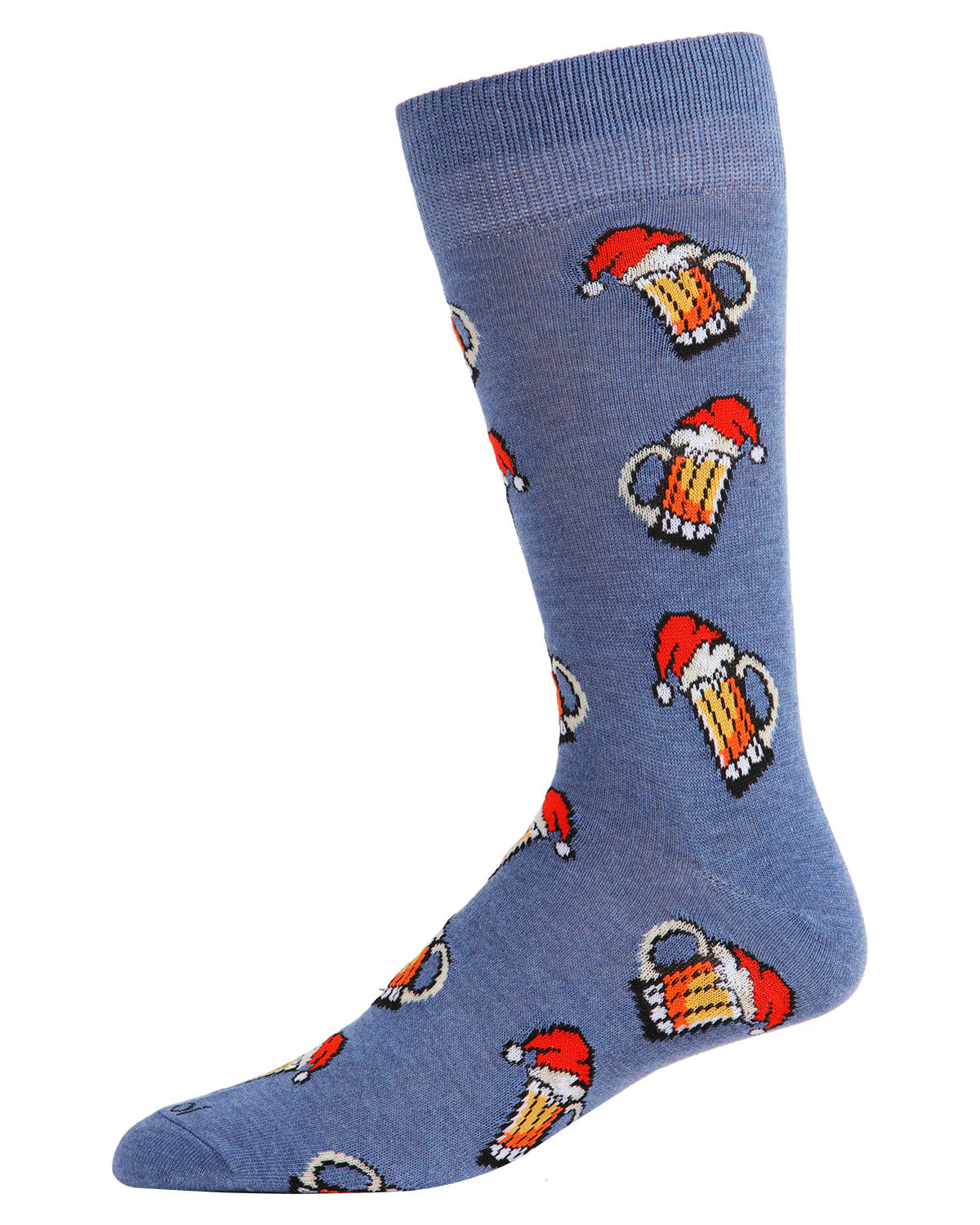 Men's Festive Santa Hat Beer Mug Novelty Crew Socks