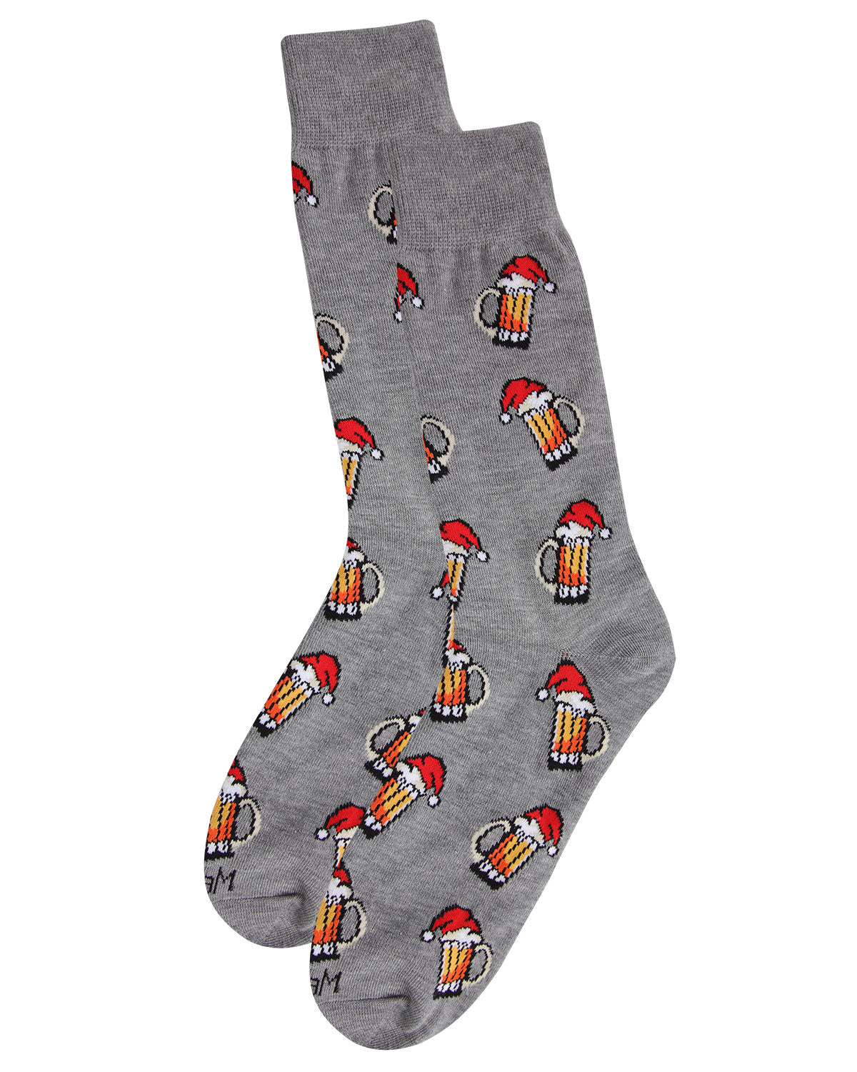 Men's Festive Santa Hat Beer Mug Novelty Crew Socks
